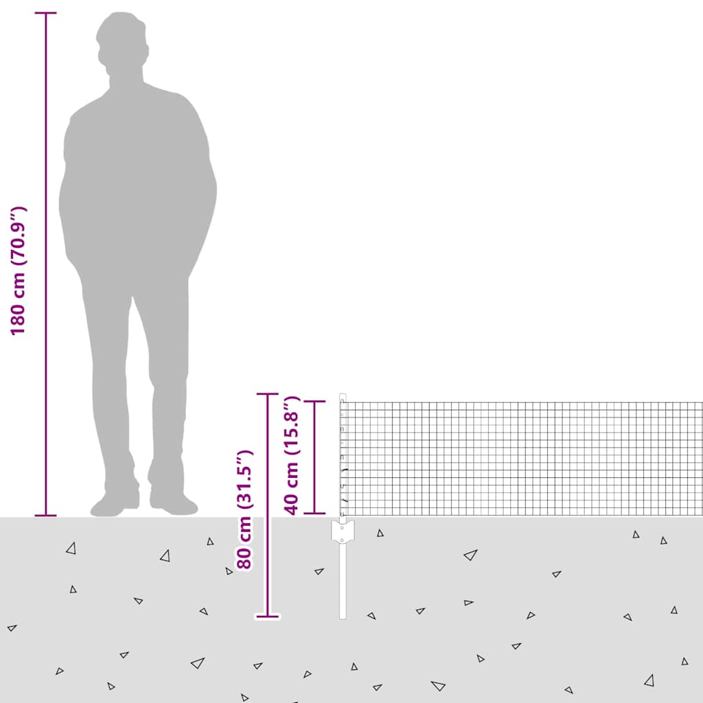 vidaXL Συρματόπλεγμα με Στυλίς 10 x 0,4 m PVC-Επικαλυμμένο Ατσάλι Γκρι
