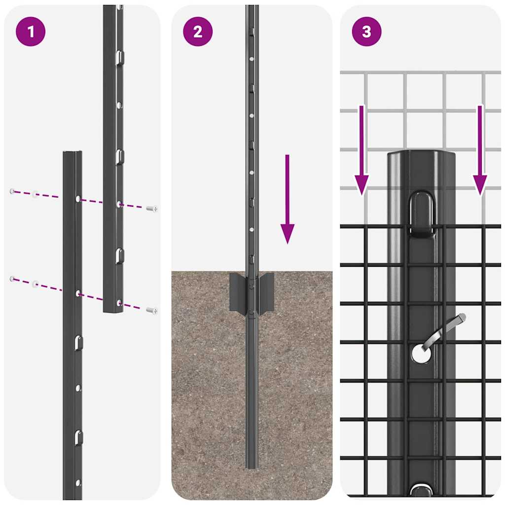 vidaXL Συρματόπλεγμα με Στυλίς 10 x 1,4 μ PVC-Επικαλυμμένο Ατσάλι Γκρι