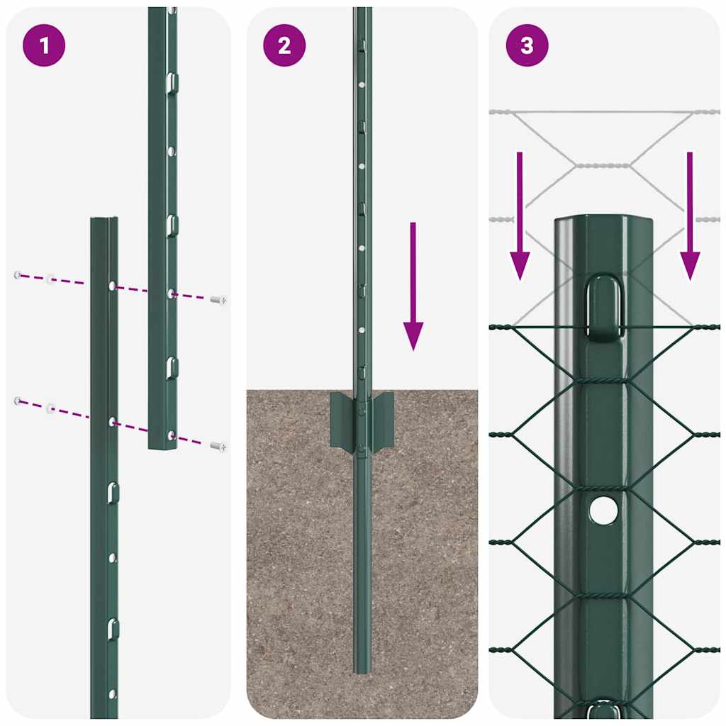 vidaXL Εξαγωνική Φράχτη με Στύλο 50 x 1 m PVC-Επικαλυμμένο Ατσάλι