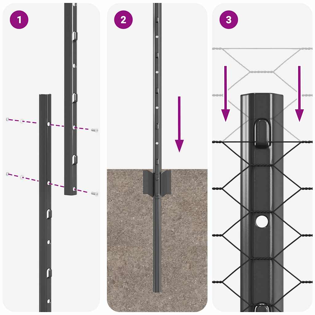 vidaXL Εξαγωνική Φράχτη με Στύλο 10 x 1,5 m PVC-Επικαλυμμένο Ατσάλι