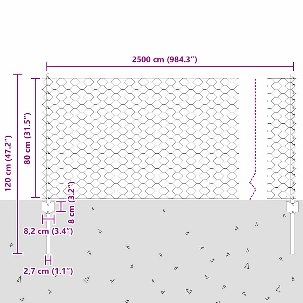 vidaXL Στήλες Φράκτη 11 τεμ U-Channel Γκρέι 80 εκ. Ατσάλι