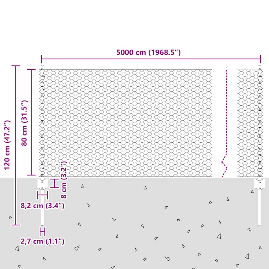vidaXL Στυλοί Φράχτη 11 τεμάχια U-Channel Γκρι 80 cm Χάλυβας