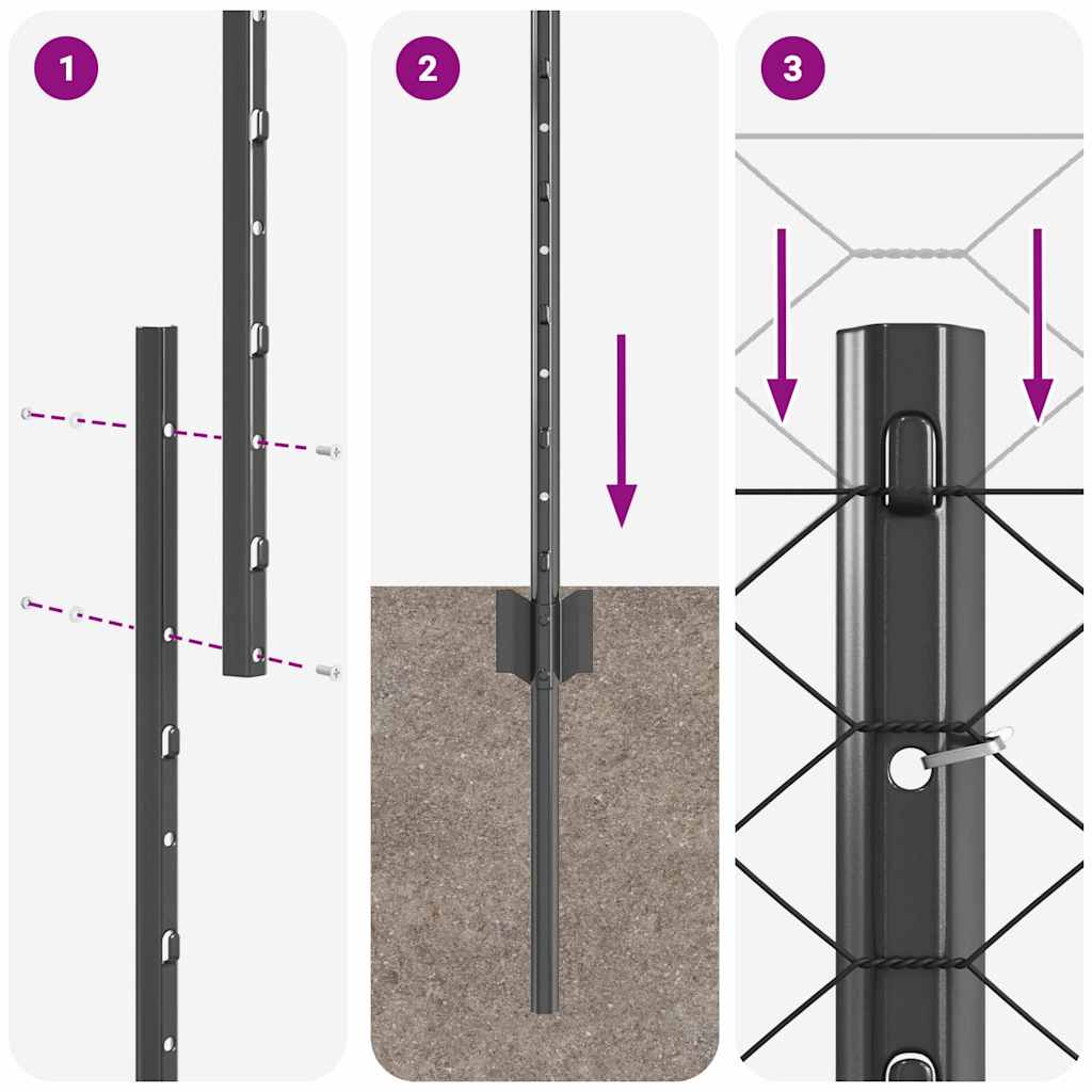 vidaXL Εξαγωνική Φράχτη με Στύλο 50 x 1,5 m PVC-Επικαλυμμένο Ατσάλι