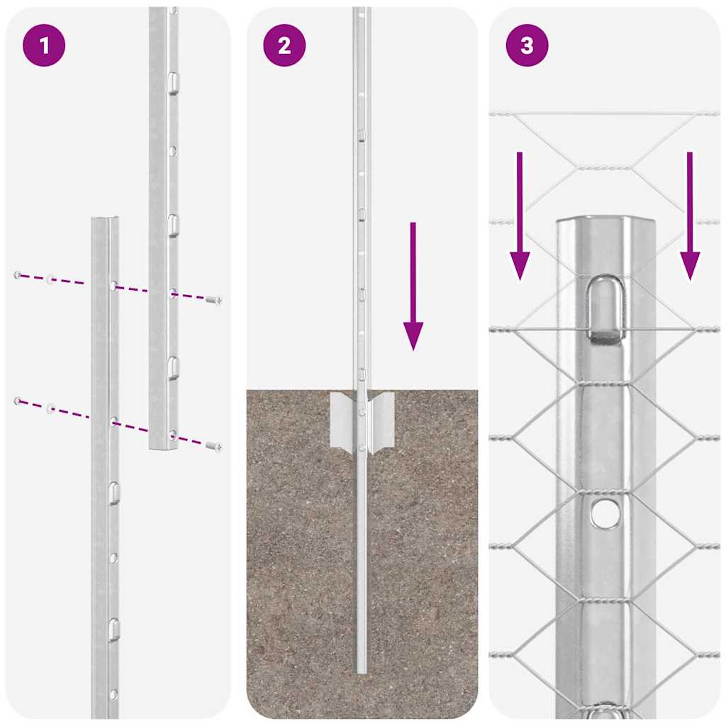 vidaXL Set Φράχτη Σετ 2 Γαλβανισμένος χάλυβας 25 x 1.5 μ φράχτης