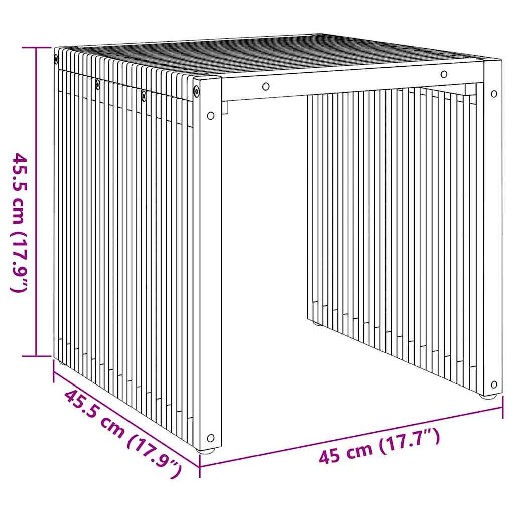 vidaXL Πλευρικό Τραπέζι Κήπου Καφέ 45 x 42,5 x 45 εκ. Στερεό Ξύλο Τίκ