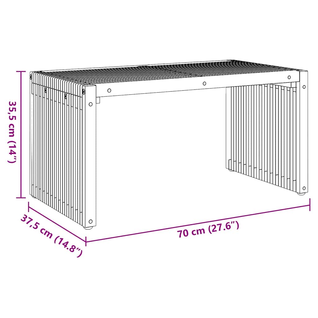 vidaXL Πλευρικό Τραπέζι Κήπου Καφέ 70 x 37,5 x 35,5 εκ Στερεό Ξύλο Τίκ