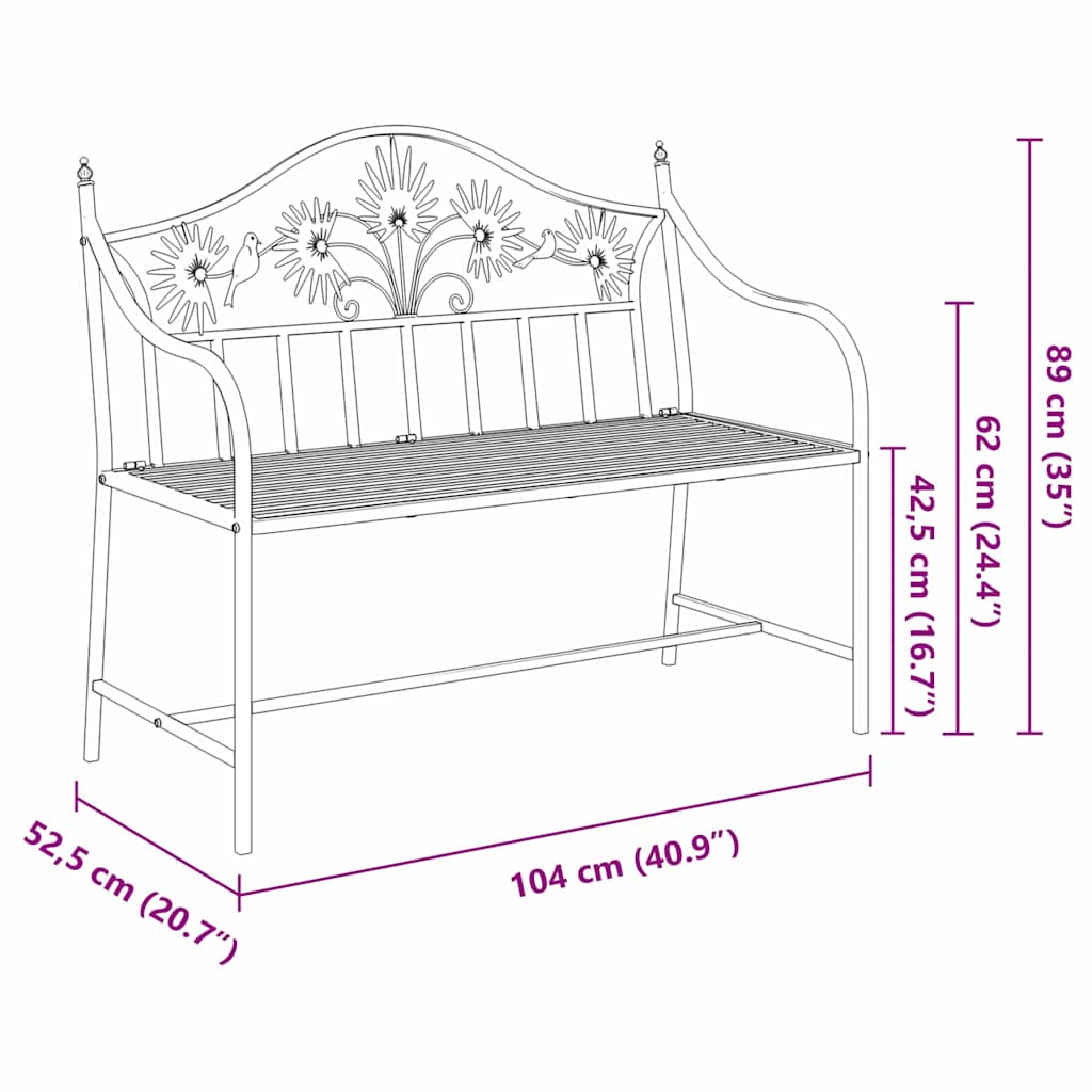 vidaXL Παγκάκι κήπου Αντίκες Λευκό 104 x 52,5 x 89 εκ. Ατσάλι