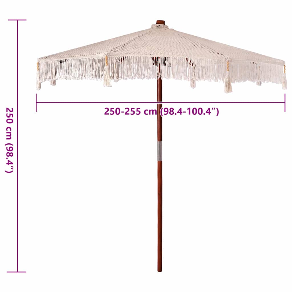 vidaXL Παράσολα Μακραμέ Κρεμ 252.5 x 252.5 x 260 εκ.