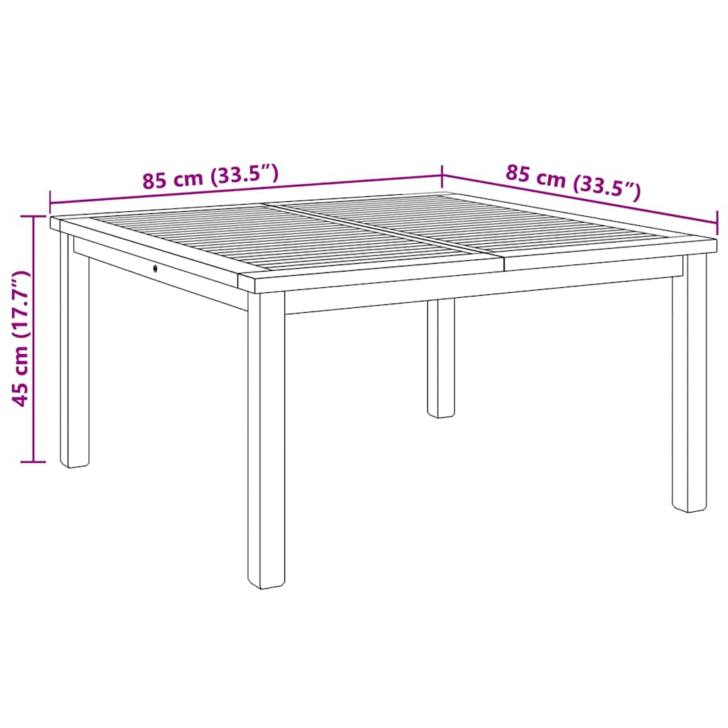 vidaXL Τραπεζάκι σαλονιού Καφέ 85 x 85 x 45 cm Στερεό Ξύλο Τίκ