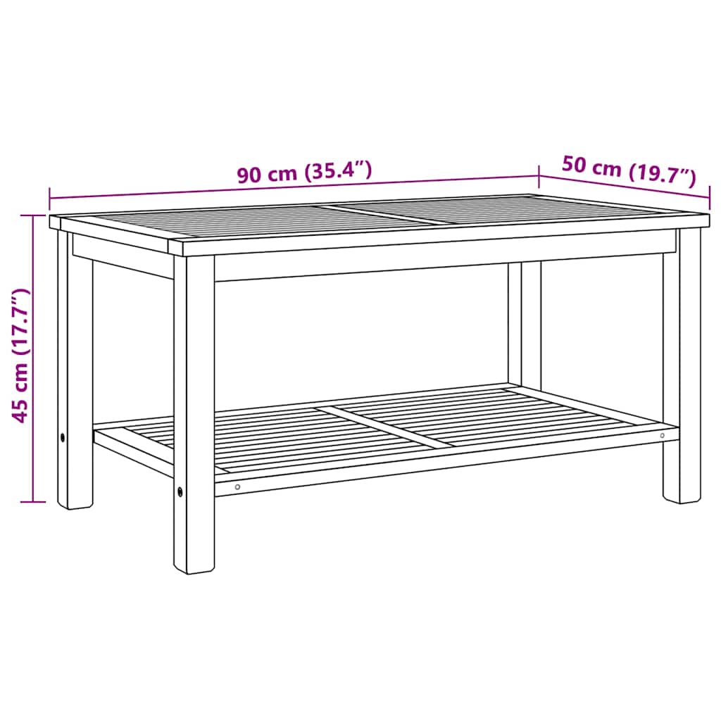 vidaXL Τραπεζάκι σαλονιού Καφέ 90 x 50 x 45 cm Μασίφ ξύλο teak