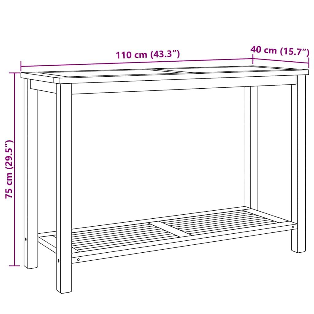 vidaXL Τραπέζι κονσόλας Καφέ 110 x 40 x 45 cm Στερεό Ξύλο Τίκ