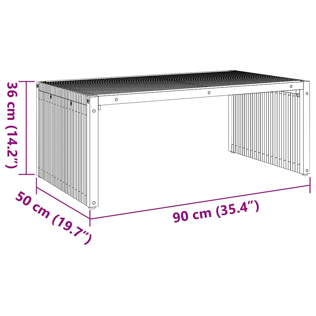 vidaXL Πλευρικό Τραπέζι Κήπου Καφέ 90 x 50 x 36 cm Στερεό Ξύλο Τίκ