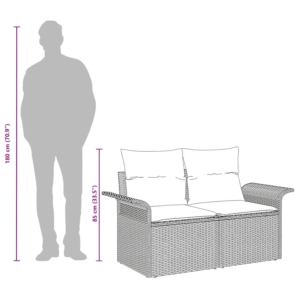 vidaXL Καναπές Κήπου Μαύρο 141 x 62 x 69 εκ. συνθετικό ρατάν