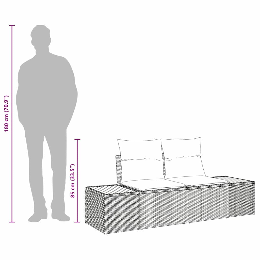 vidaXL Καναπές Κήπου Μαύρο 184 x 62 x 85εκ συνθετικό ρατάν