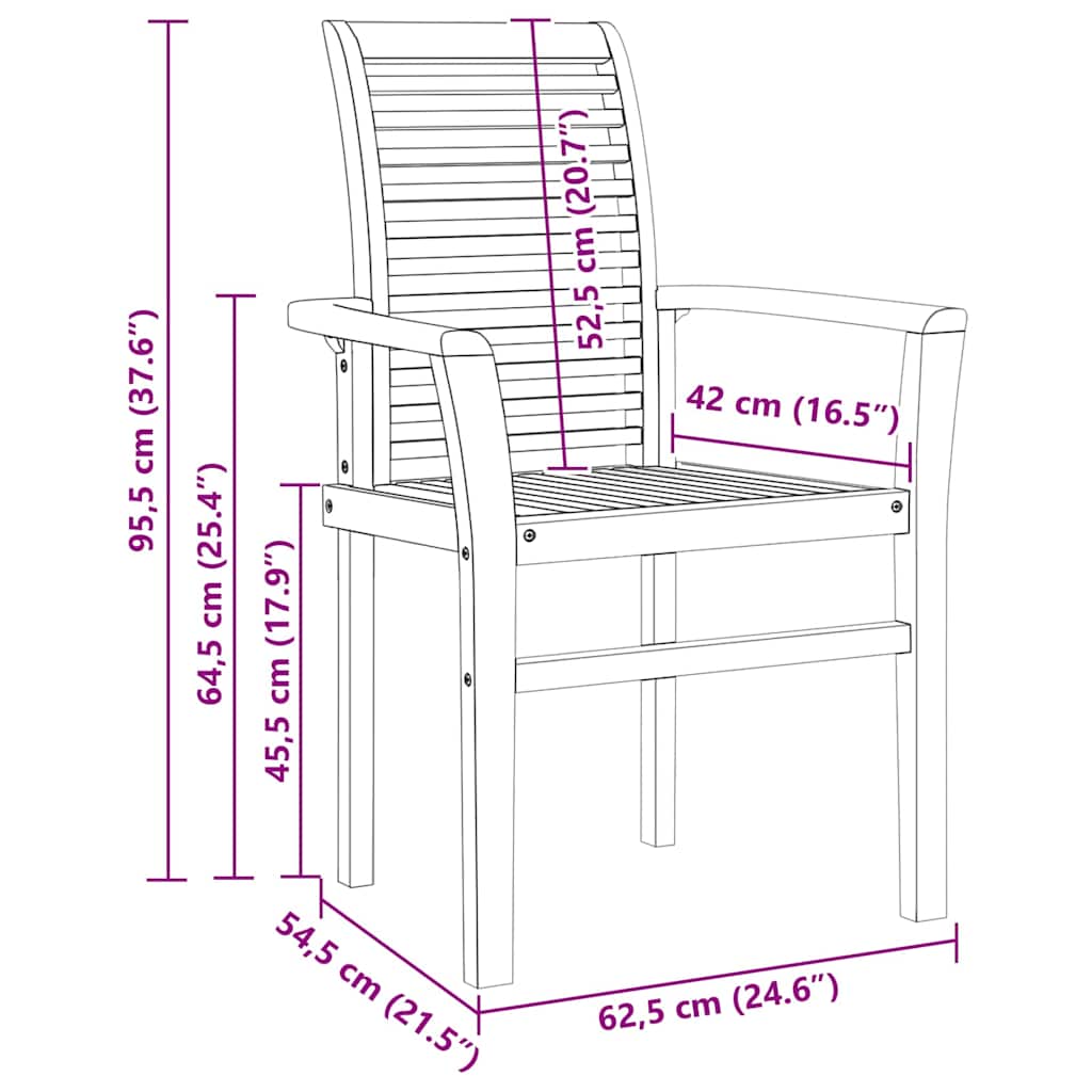 vidaXL Στοιβαζόμενη Καρέκλα Κήπου 4 τεμ Μασίφ Ξύλο Τικ