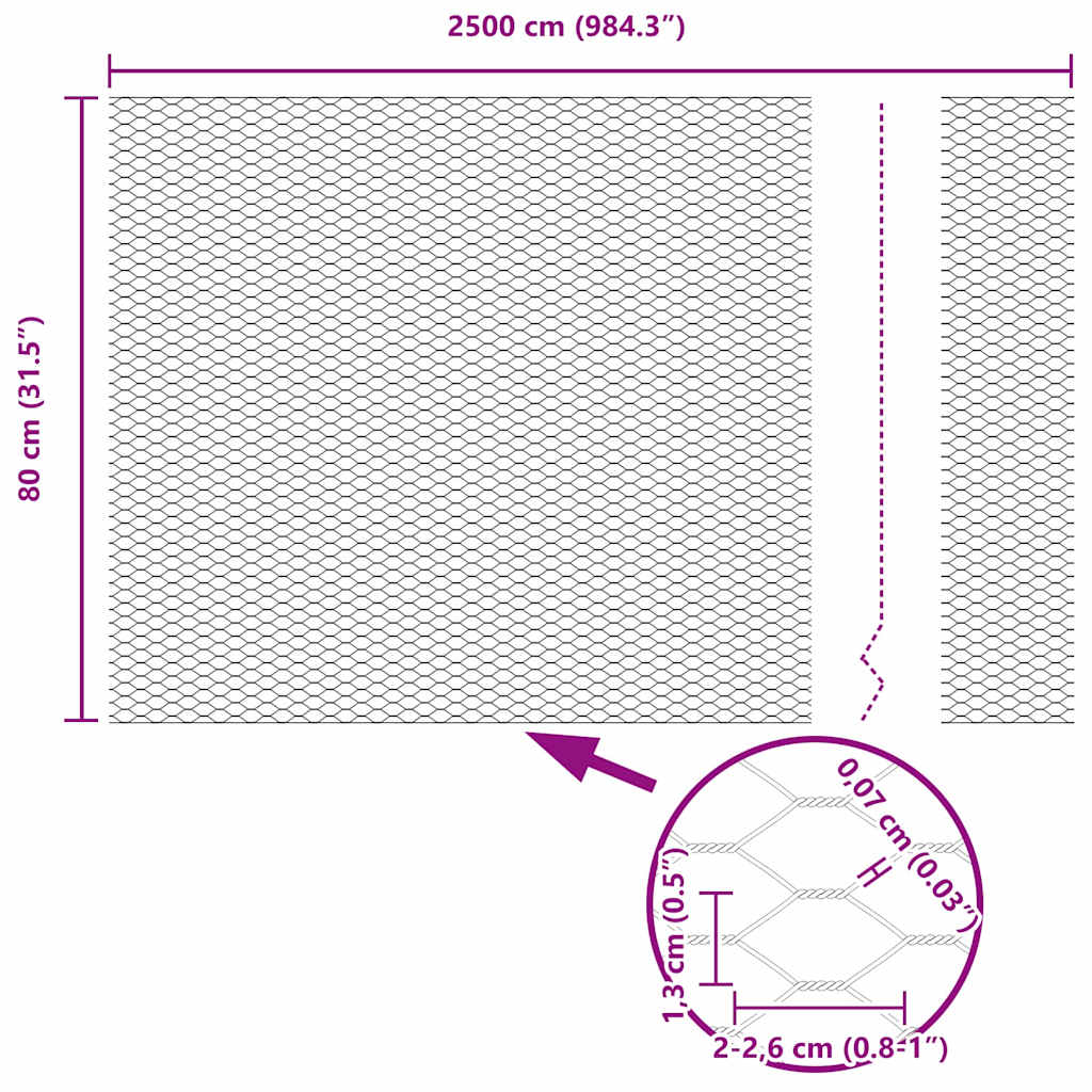 vidaXL Εξάγωνος Φράχτης Γκρίζος Πράσινο 0.8 x 25 m Ατσάλι