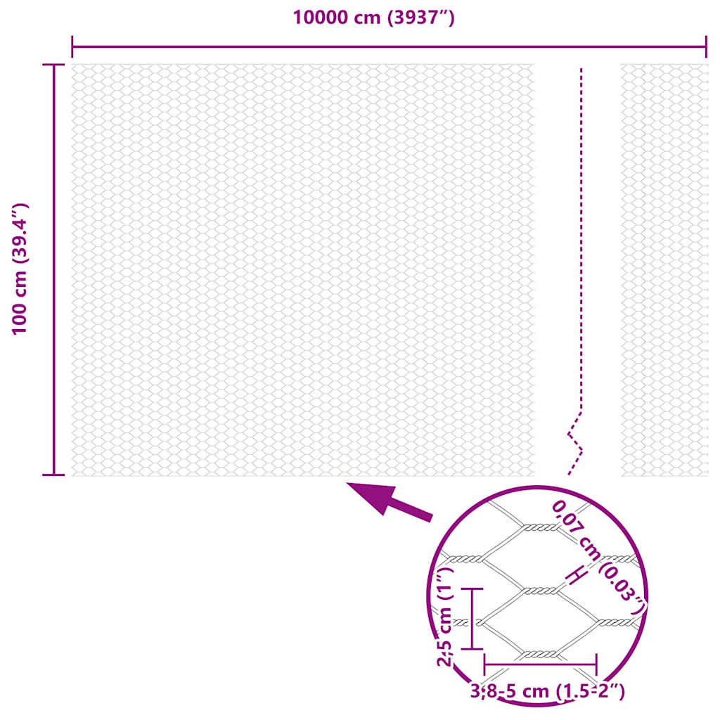 vidaXL Εξαγωνικός φράχτης Πράσινο 1 x 100 m Ατσάλι