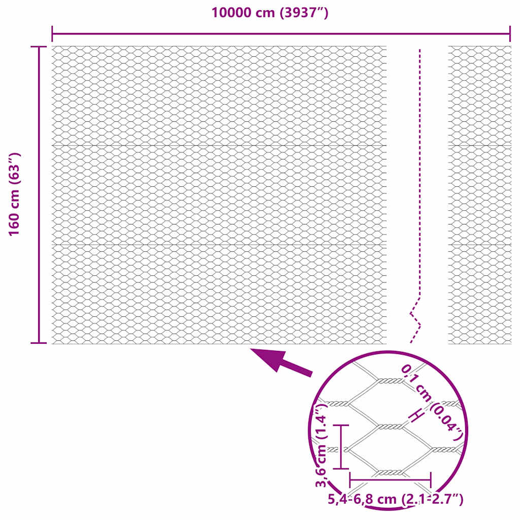 vidaXL Εξαγωνικός φράχτης Πράσινο 1.6 x 100 m Ατσάλι