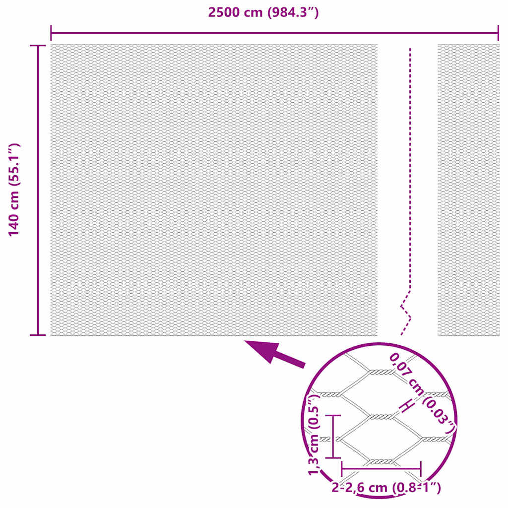 vidaXL Εξάγωνος Φράχτης Γκρίζος Γκρι 1.4 x 25 m Ατσάλι