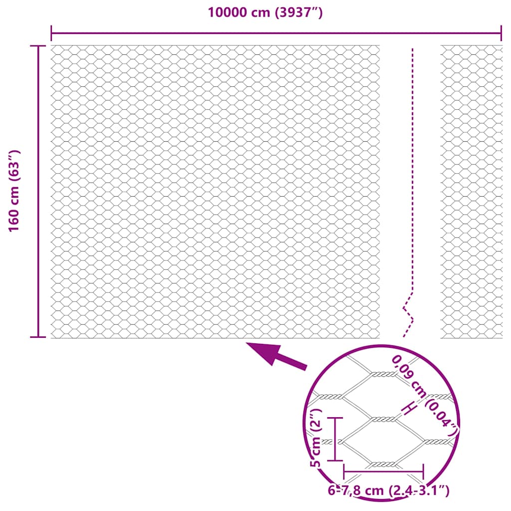 vidaXL Φράχτης Εξαγώνου Γκρι 1,6 x 100 m PVC