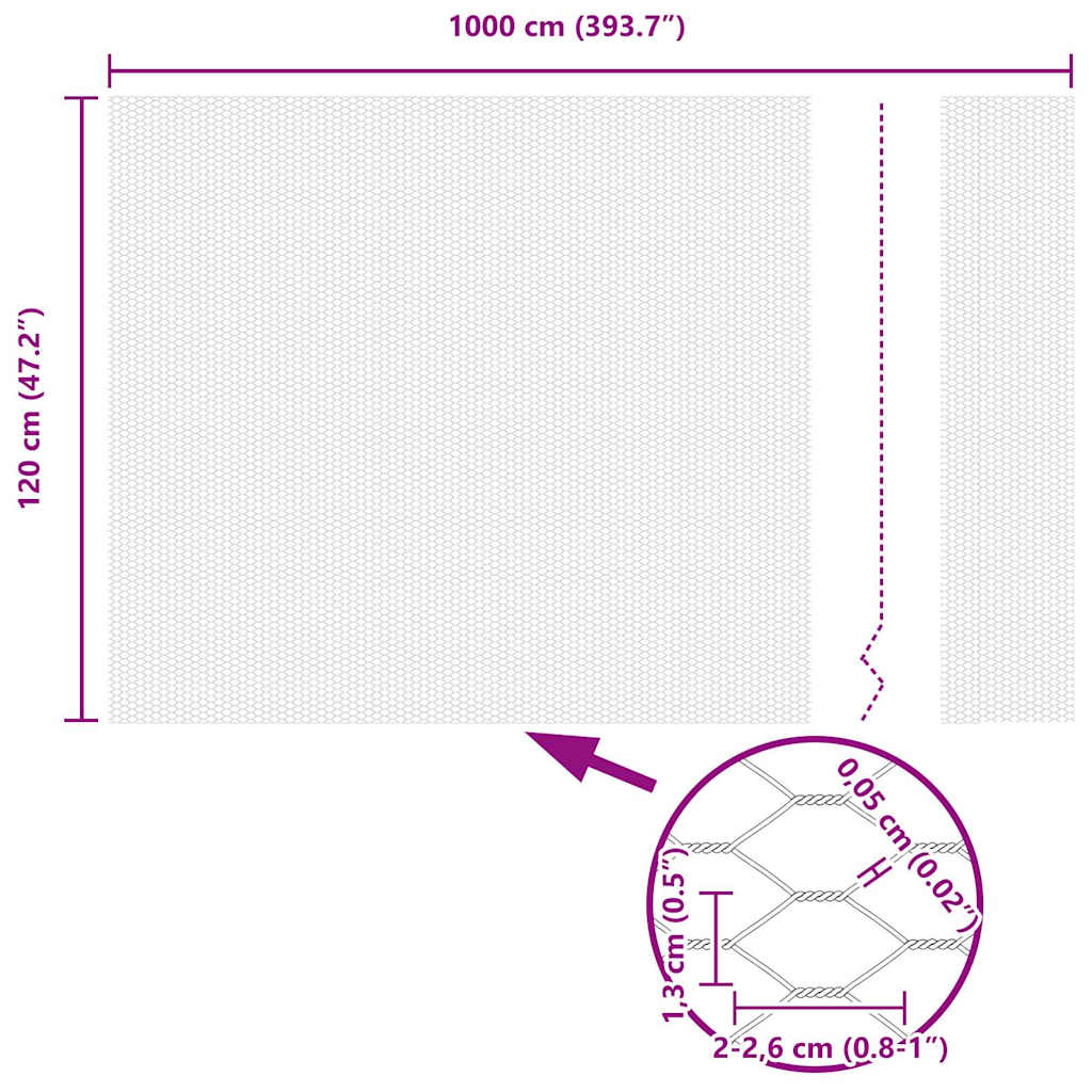 vidaXL Εξάγωνος Φράχτης Γκρίζος Ασημί 1.2 x 10 m Γαλβανισμένος χάλυβας