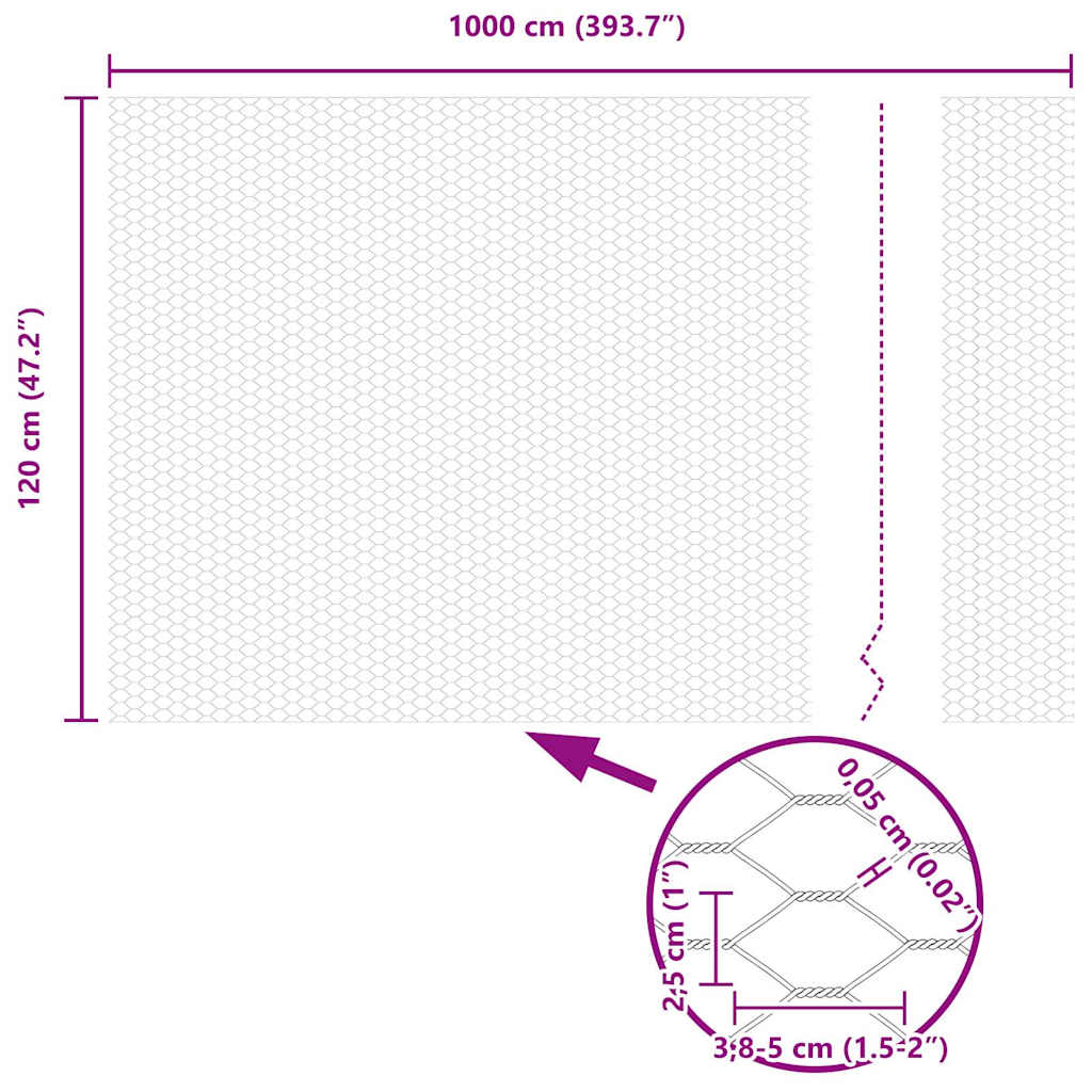 vidaXL Εξάγωνος Φράχτης Γκρίζος Ασημί 1.2 x 10 m Γαλβανισμένος χάλυβας