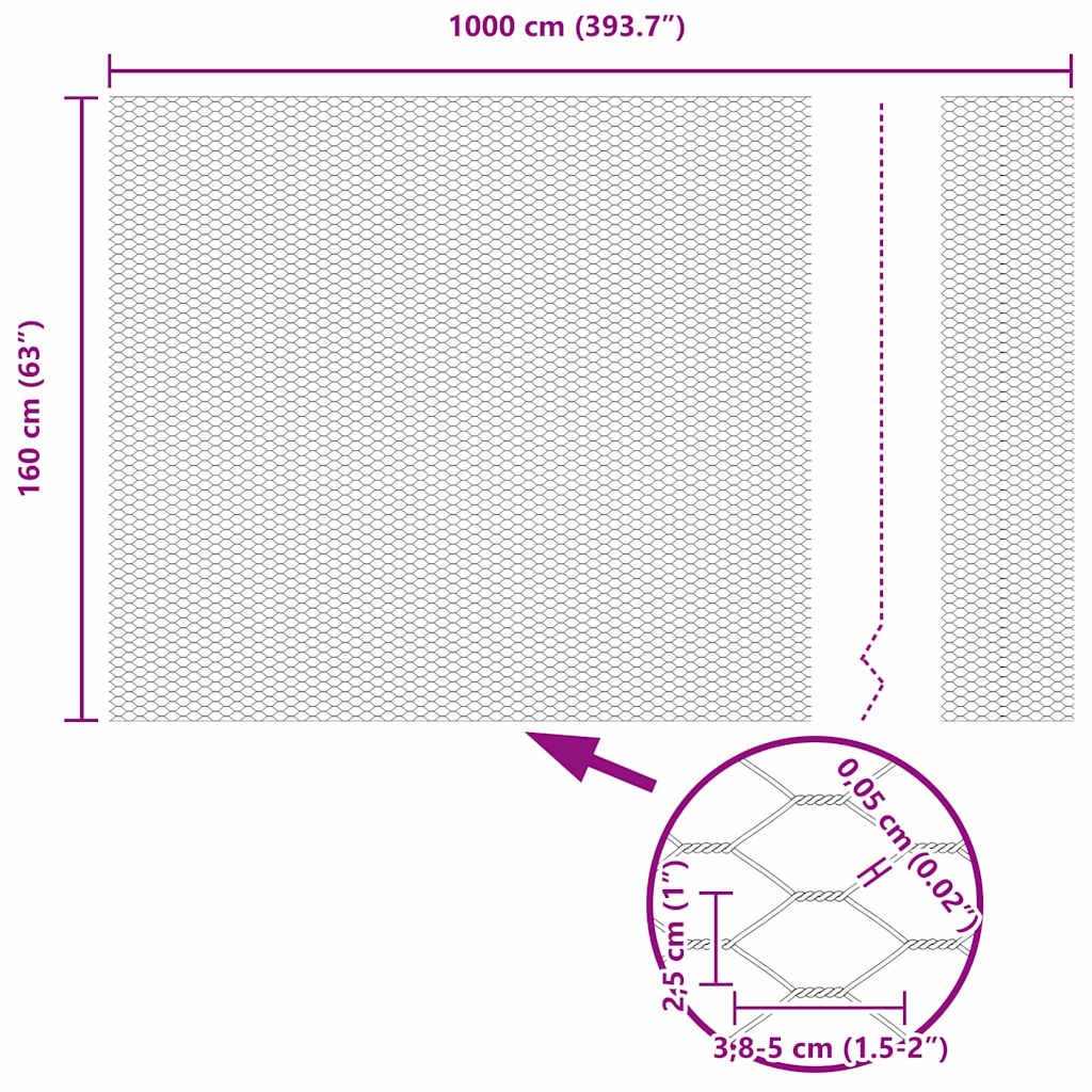 vidaXL Εξάγωνος Φράχτης Γκρίζος Ασημί 1.6 x 10 m Γαλβανισμένος χάλυβας