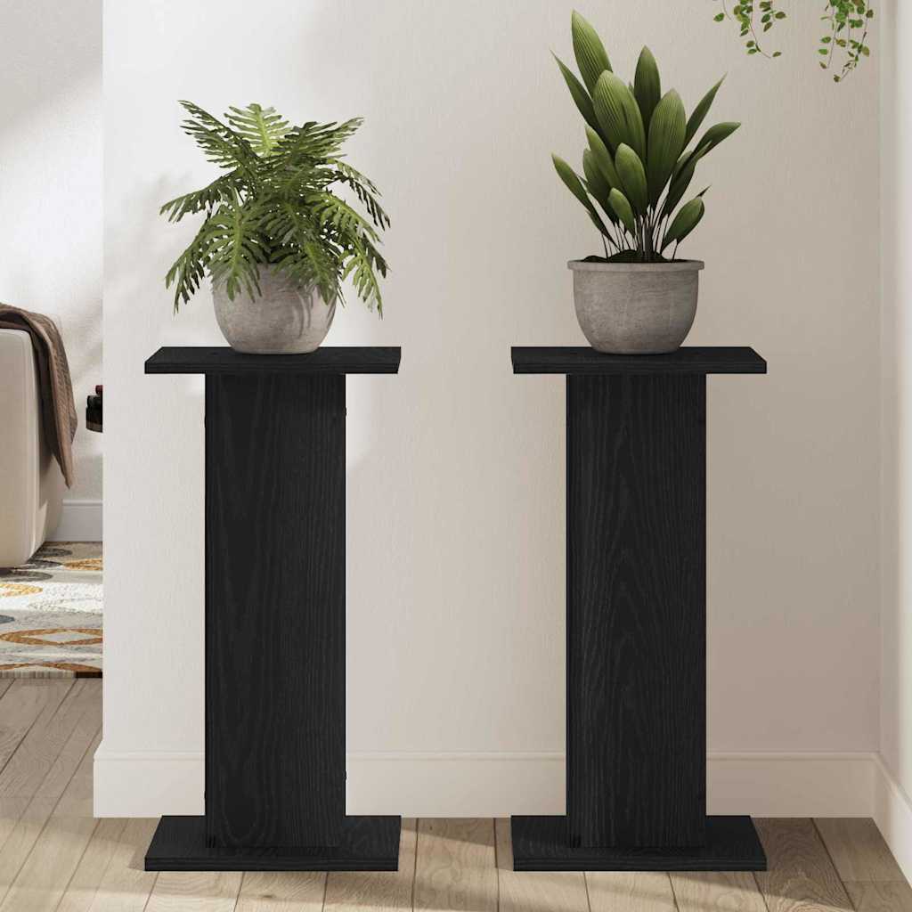 vidaXL Βάσεις Ηχείων 2 τεμ Μαύρη Βελανιδιά 30x30x60 εκ Επεξεργασμένο Ξύλο