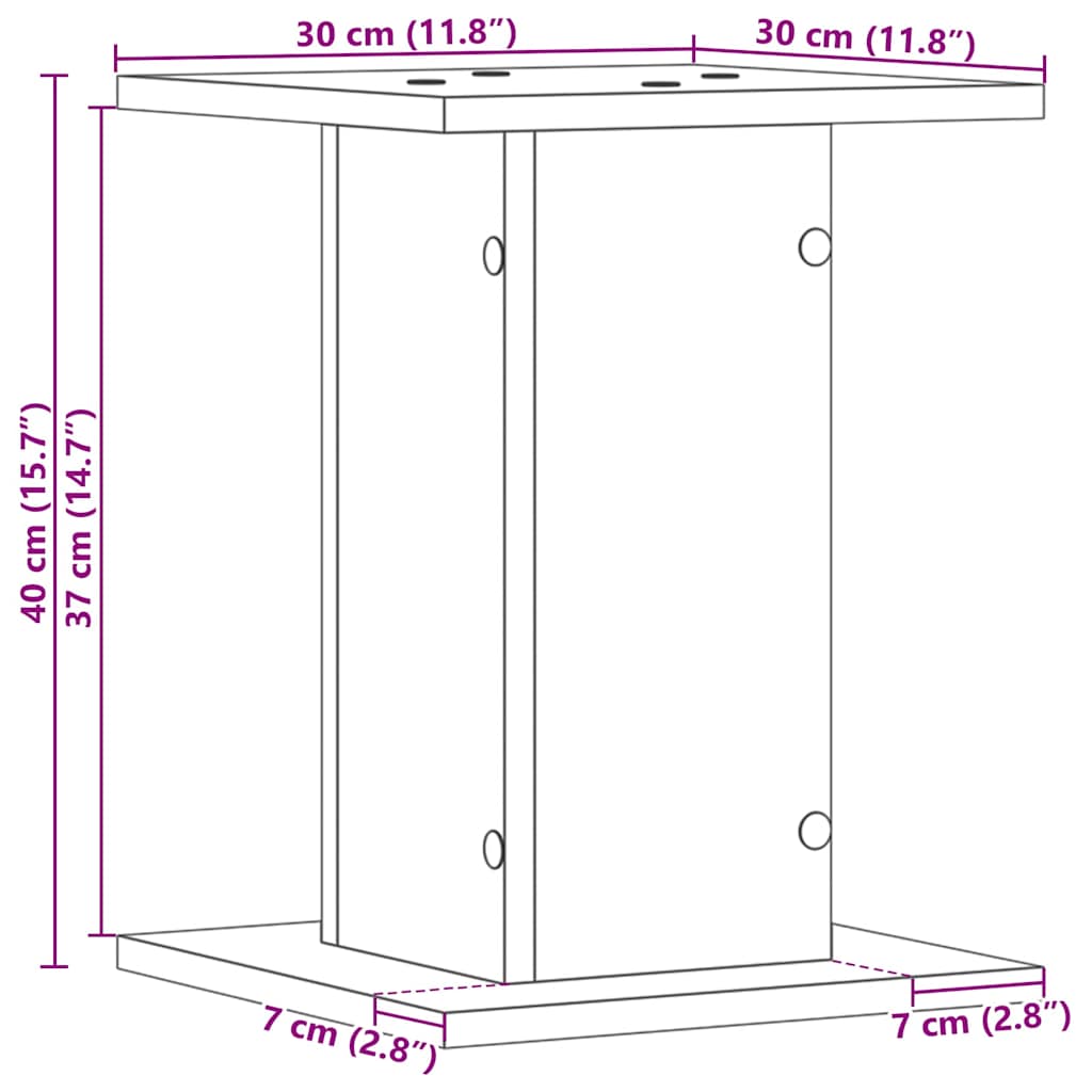 vidaXL Ράφι φυτών 2 τεμ Μαύρη Δρυς 30x30x40 εκ Κατασκευασμένο ξύλο