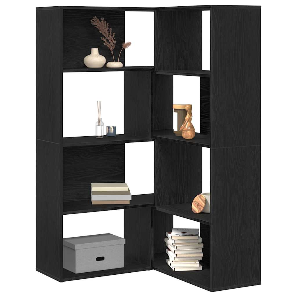 vidaXL Βιβλιοθήκη Μαύρη δρυς 140 x 30 x 140 εκ Επεξεργασμένο ξύλο