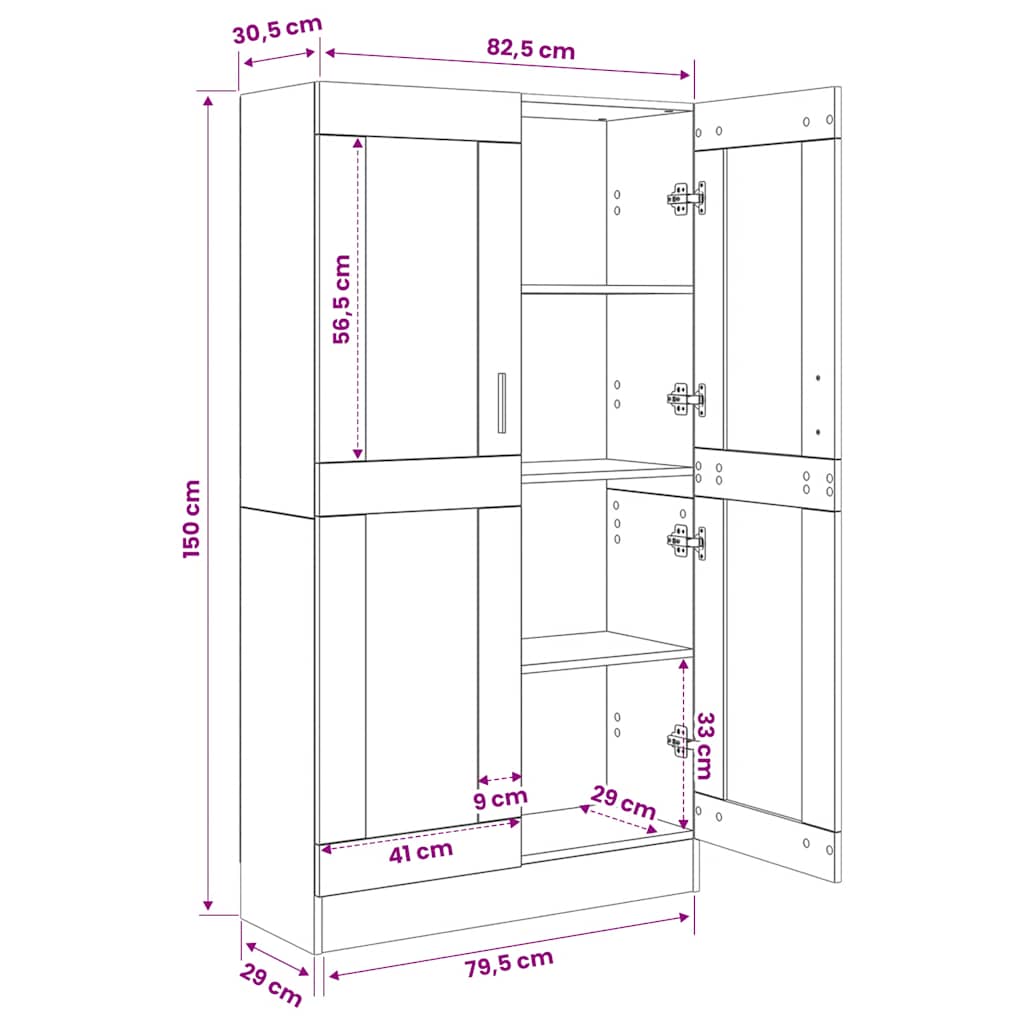 vidaXL Βιβλιοθήκη Όψη Παλαιού Ξύλου 82,5x30,5x150 εκ. Επεξ. Ξύλο