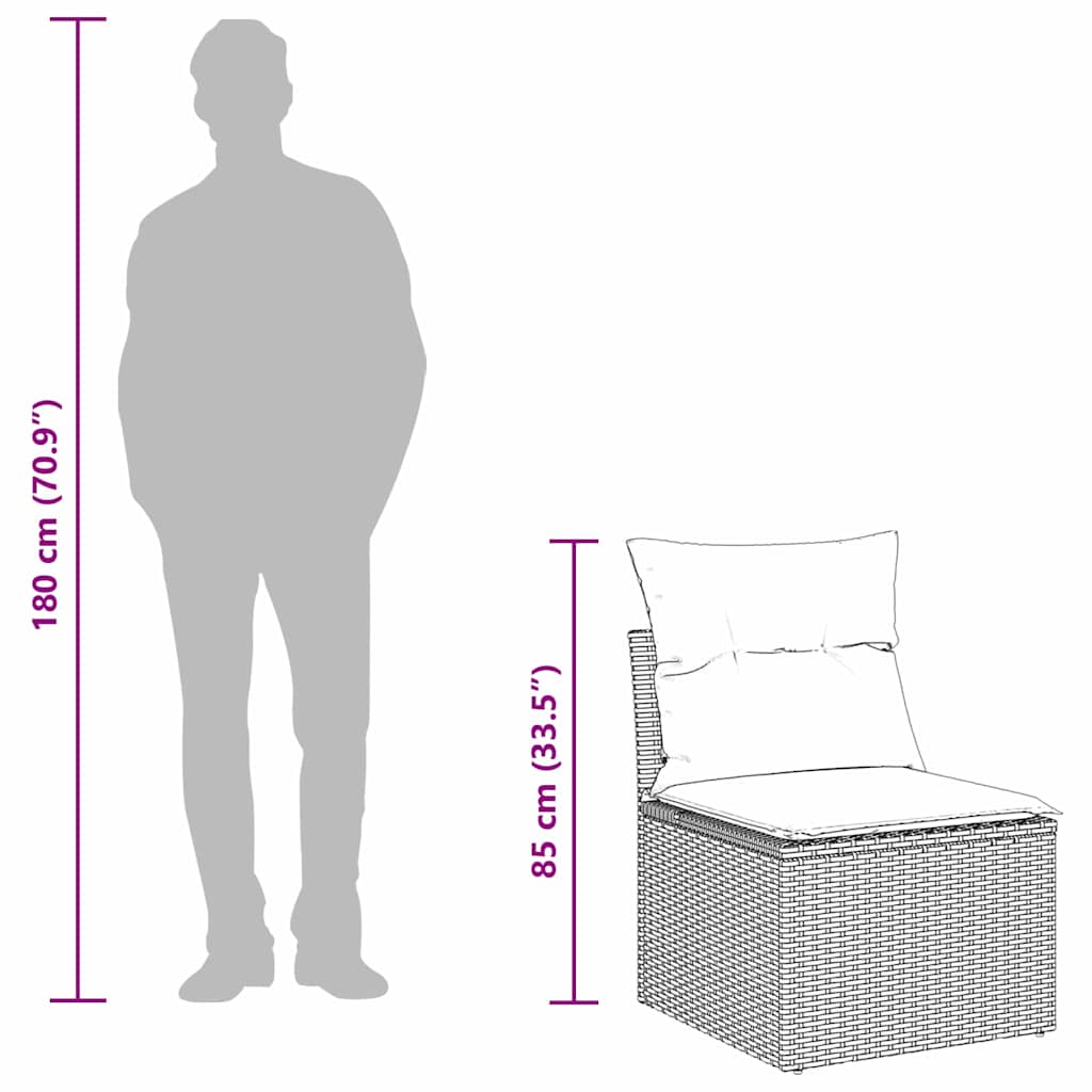 vidaXL Σετ Καναπέ 3 Τεμαχίων με Μαξιλάρια Μαύρο Πολυ Ρατάν