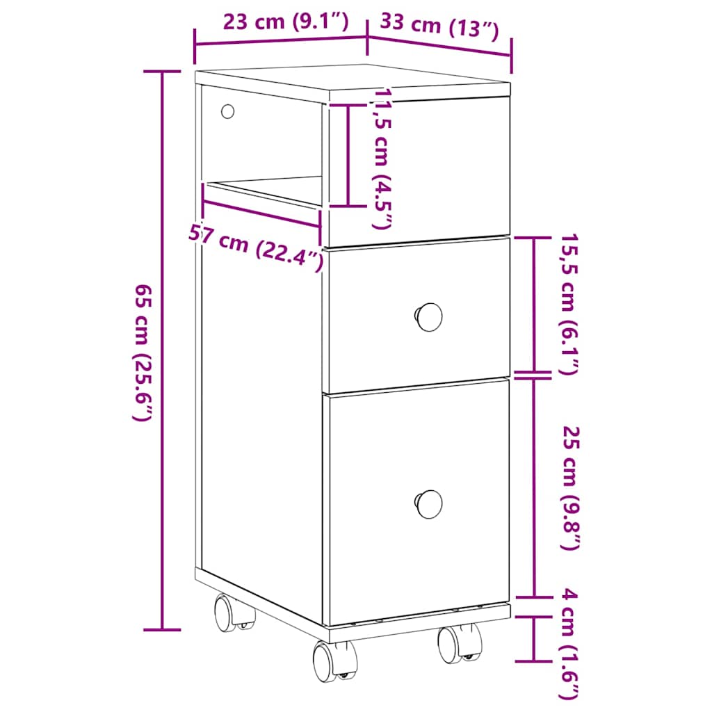 vidaXL Σετ Επίπλων Μπάνιου 33 x 23 x 65 εκ. Επεξεργασμένο ξύλο