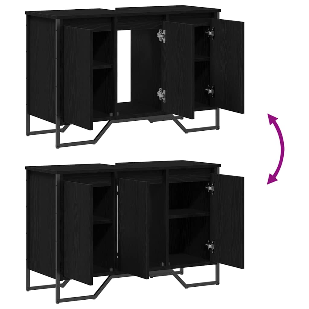 vidaXL Ντουλάπι Λεκάνης Μαύρη Οξυά 91 x 35 x 60 εκ Επεξεργασμένο ξύλο