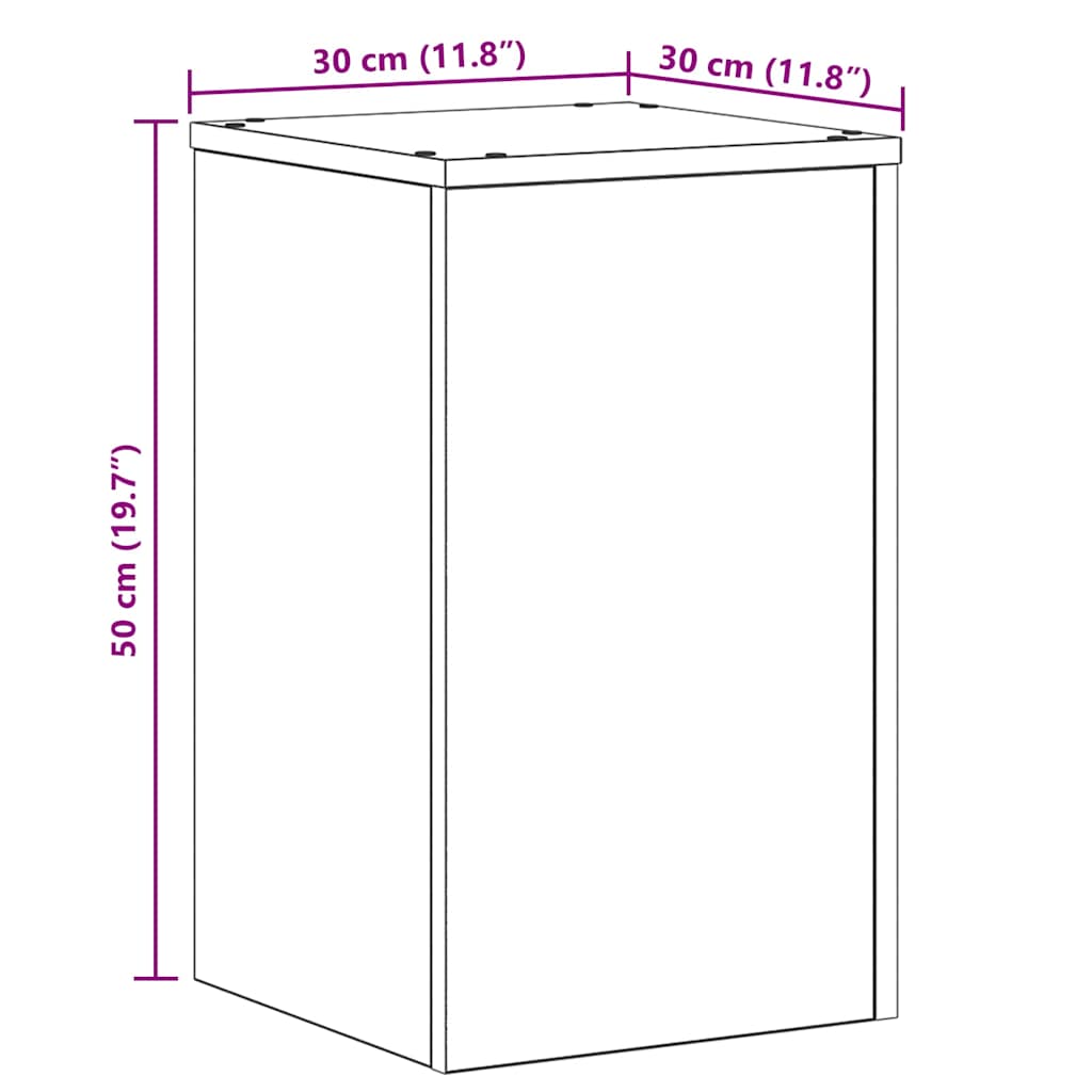 vidaXL Βάση φυτών 2 pcs Μαύρη δρυς 30 x 30 x 50 cm Επεξεργασμένο ξύλο