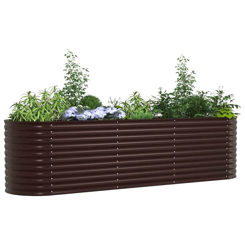 vidaXL Υπερυψωμένη Ζαρντινιέρα Καφέ 320 x 80 x 81 cm Ατσάλι
