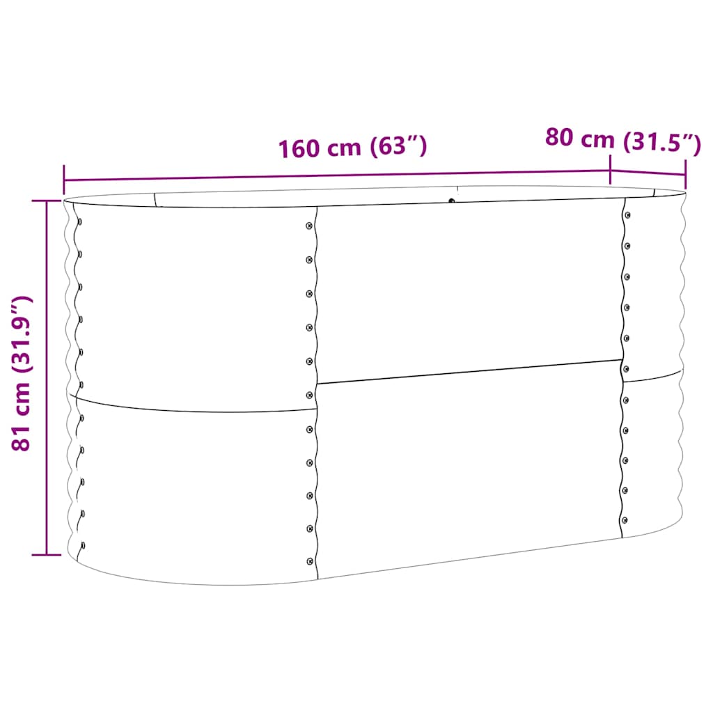 vidaXL Υπερυψωμένη Ζαρντινιέρα Καφέ 160 x 80 x 81 cm Ατσάλι