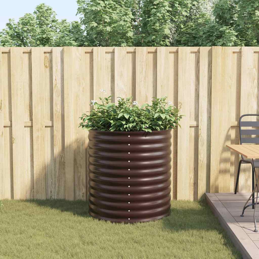 vidaXL Υπερυψωμένη Ζαρντινιέρα Καφέ 80 x 80 x 81 cm Ατσάλι