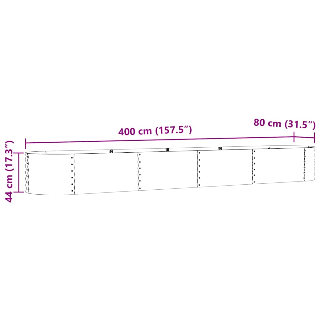 vidaXL Υπερυψωμένη Ζαρντινιέρα Καφέ 400 x 80 x 44 cm Ατσάλι