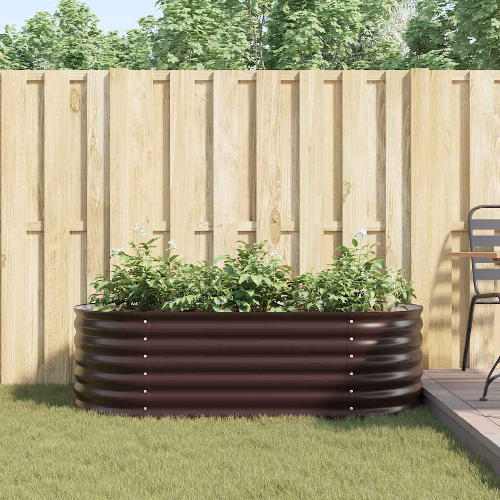 vidaXL Υπερυψωμένη Ζαρντινιέρα Καφέ 160 x 80 x 44 cm Ατσάλι