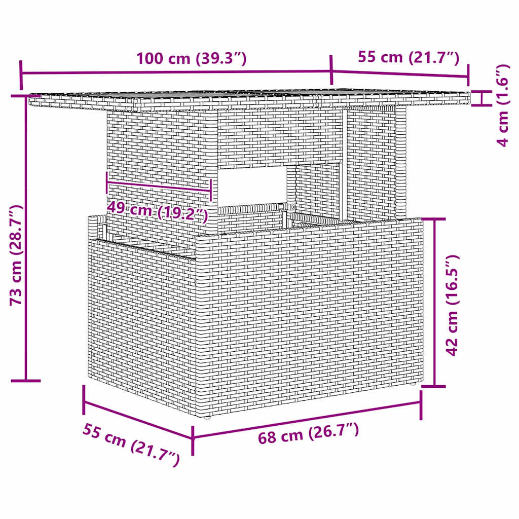 vidaXL Σετ Καναπέ Κήπου 8 pcs Μαύρο και κρεμ 100 x 55 x 73 εκ
