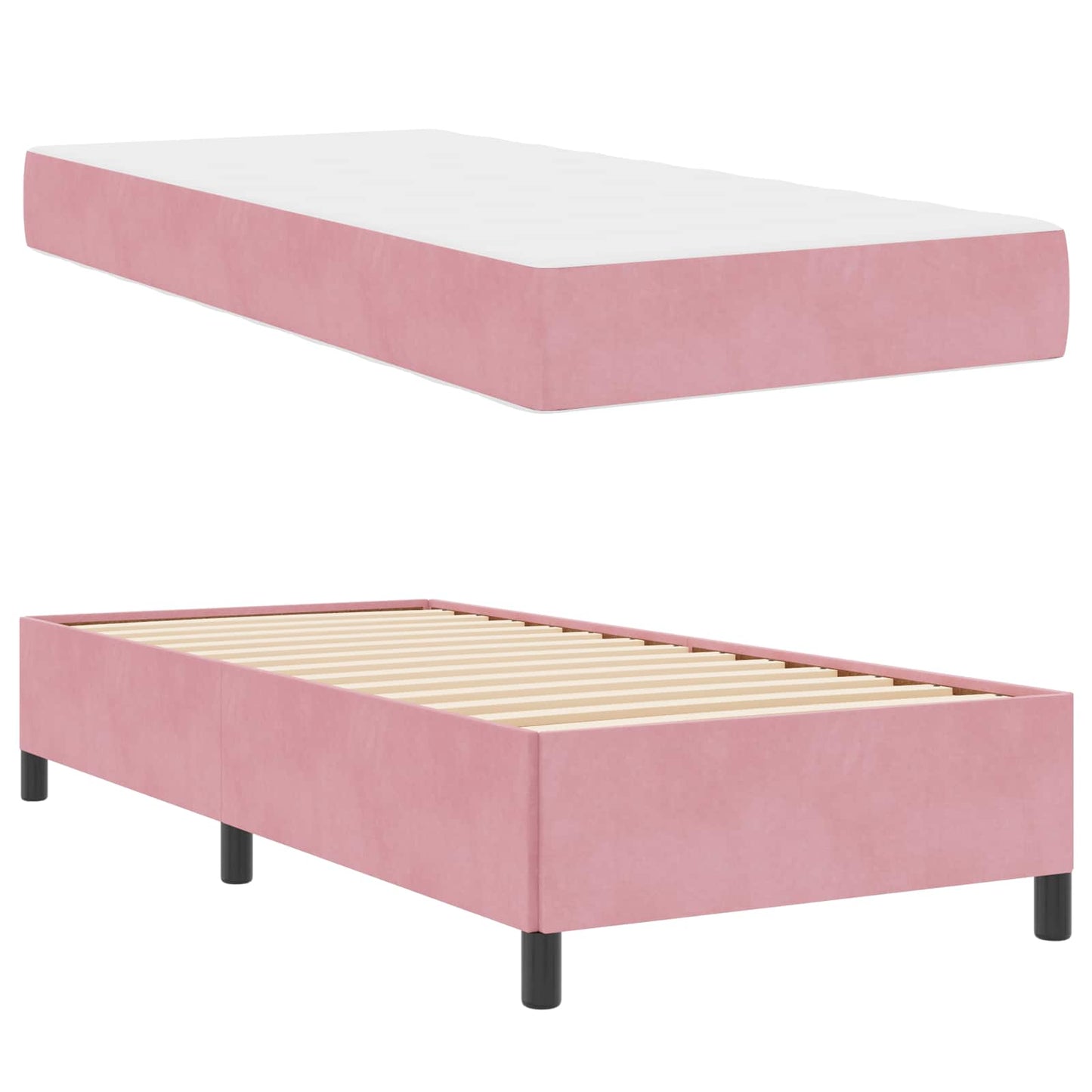 vidaXL Σκελετός Κρεβατιού Ροζ 90 x 190 cm ύφασμα