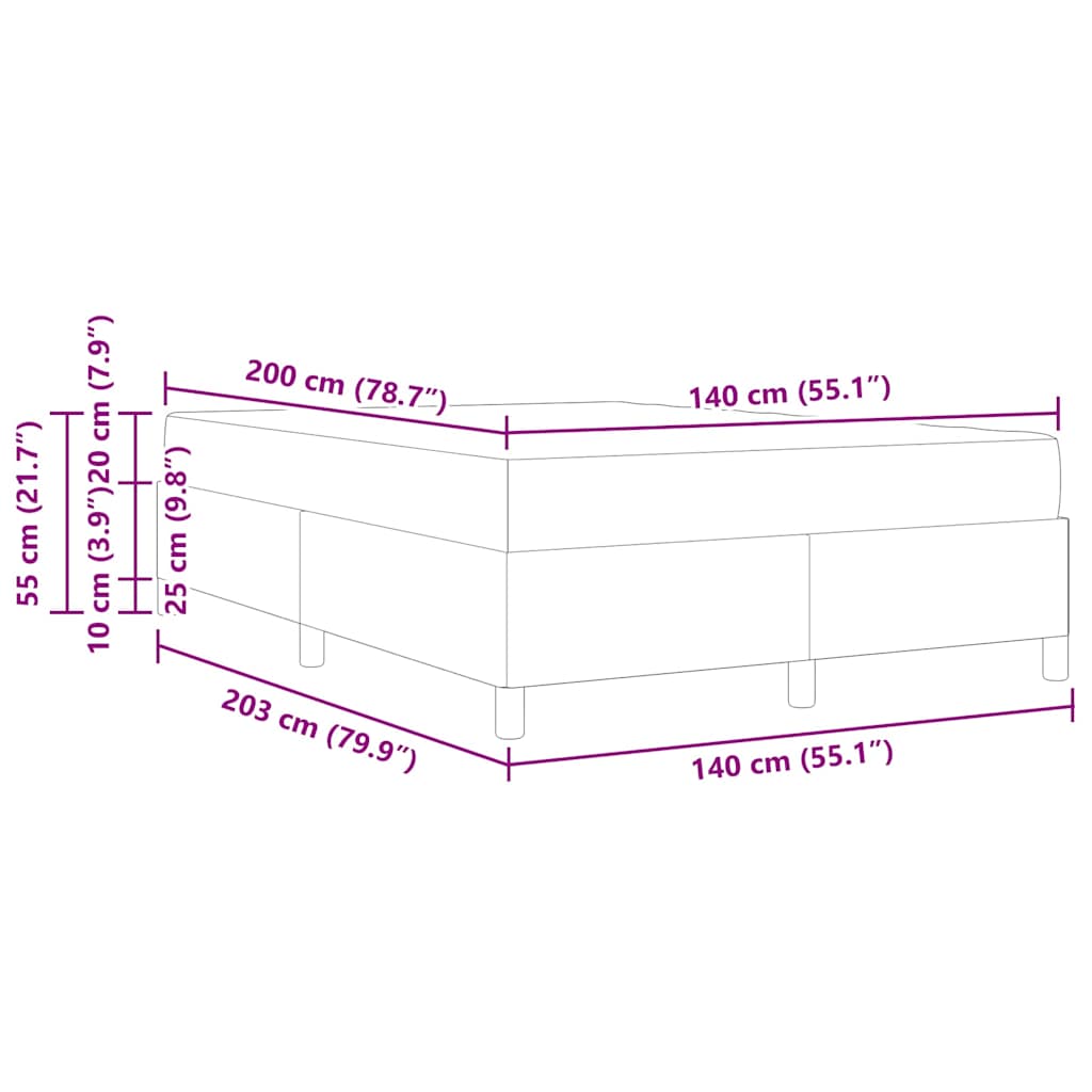 vidaXL Σκελετός Κρεβατιού με στρώμα Μπλε 140 x 200 cm ύφασμα