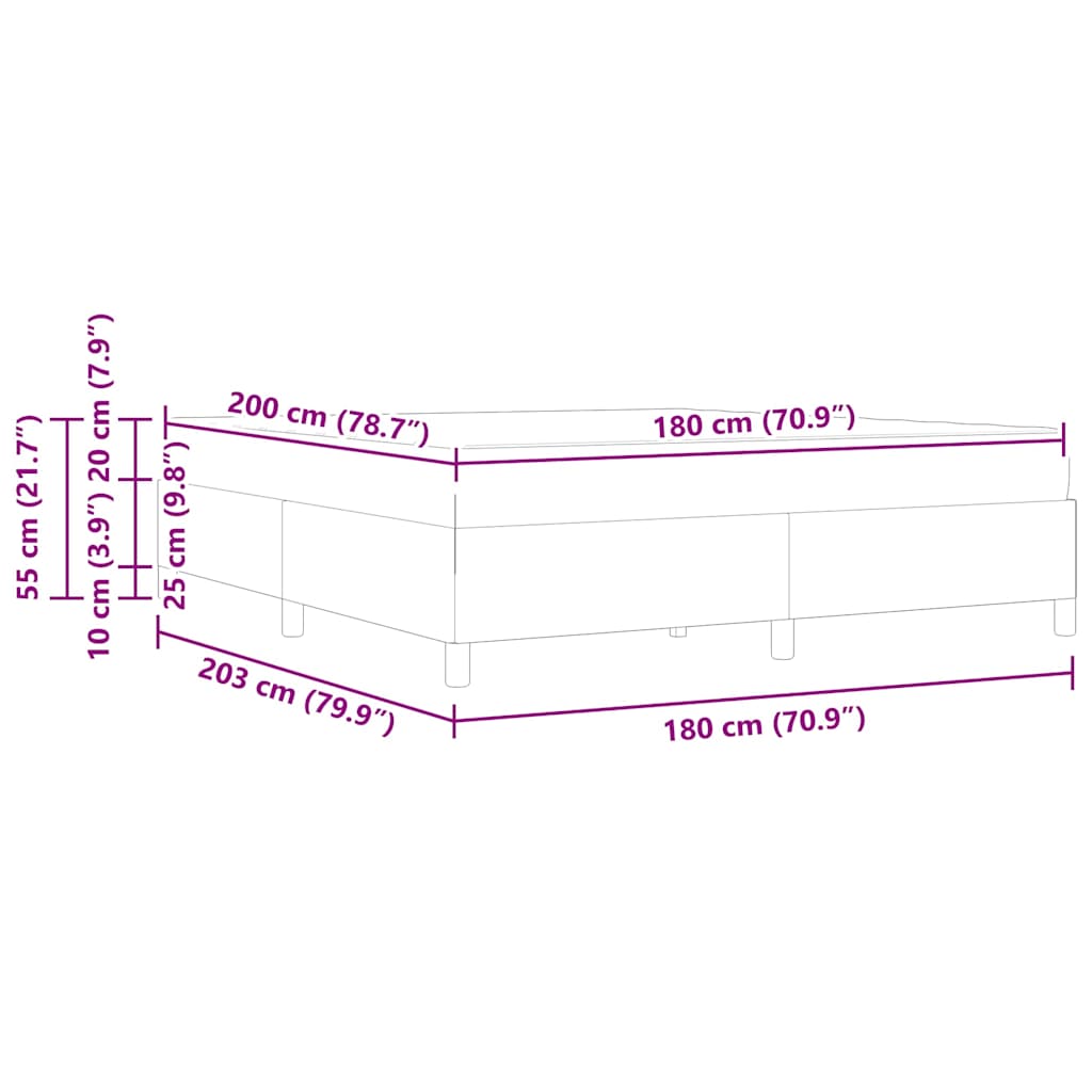 vidaXL Σκελετός Κρεβατιού με στρώμα Μπλε 180 x 200 cm ύφασμα