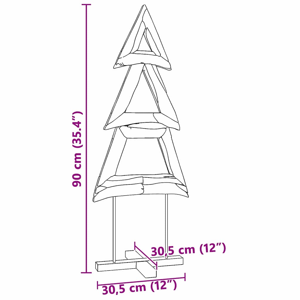 vidaXL Χριστουγεννιάτικο Δέντρο με βάση Καφέ 90 cm Μασίφ ξύλο teak