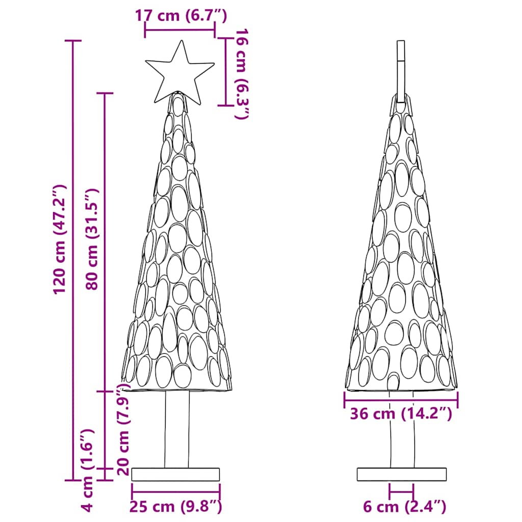 vidaXL Χριστουγεννιάτικο Δέντρο με βάση Καφέ 120 cm Μασίφ ξύλο teak