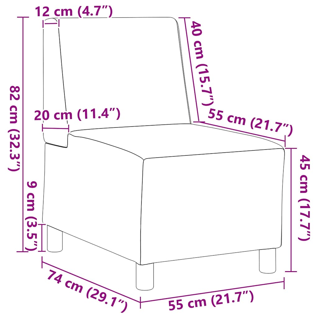 vidaXL Μοναδικός Καναπές χωρίς Χερούλια 3 pcs Κρεμ 55 x 74 x 82 εκ.