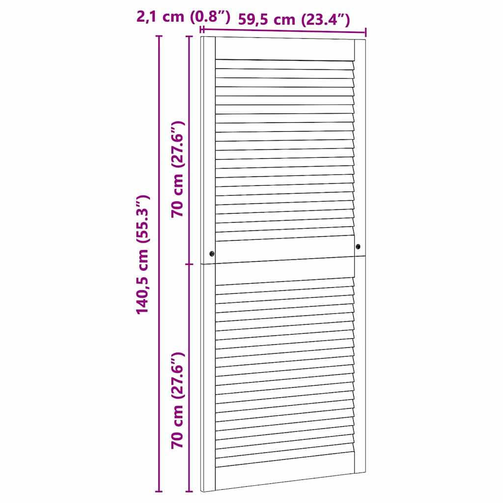 vidaXL Πόρτα Ντουλάπας Φυσικό 140.5 x 2 x 59.5 εκ Στερεά ξυλεία πεύκου