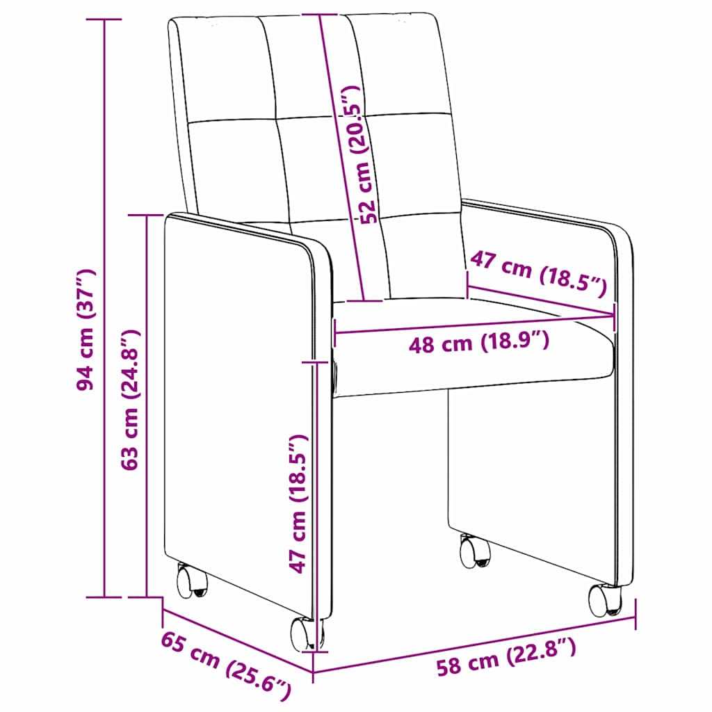 vidaXL Καρέκλες Φαγητού με Ρόδες 2 pcs Ανοιχτό γκρι 58 x 65 x 94 εκ