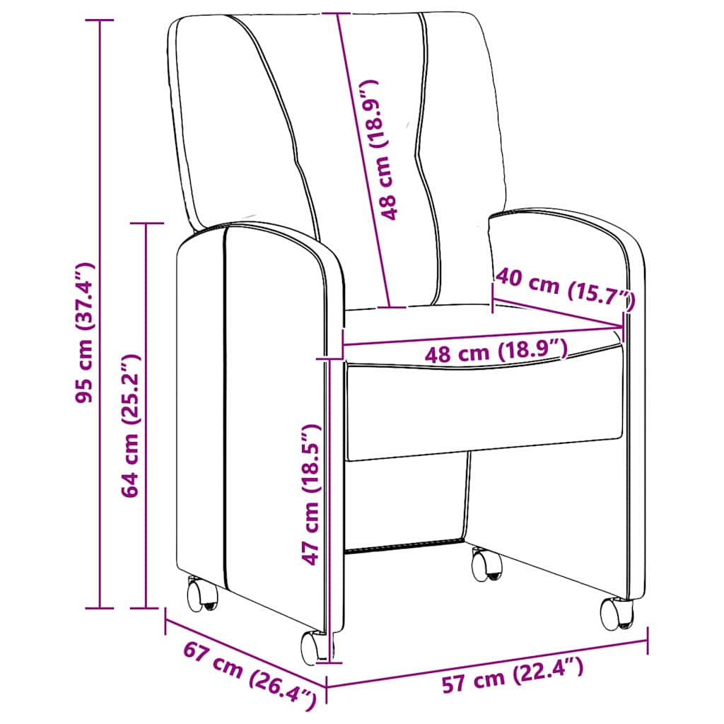 vidaXL Καρέκλες φαγητού 2 pcs Καφέ 57 x 67 x 95 εκ Τεχνητό δέρμα